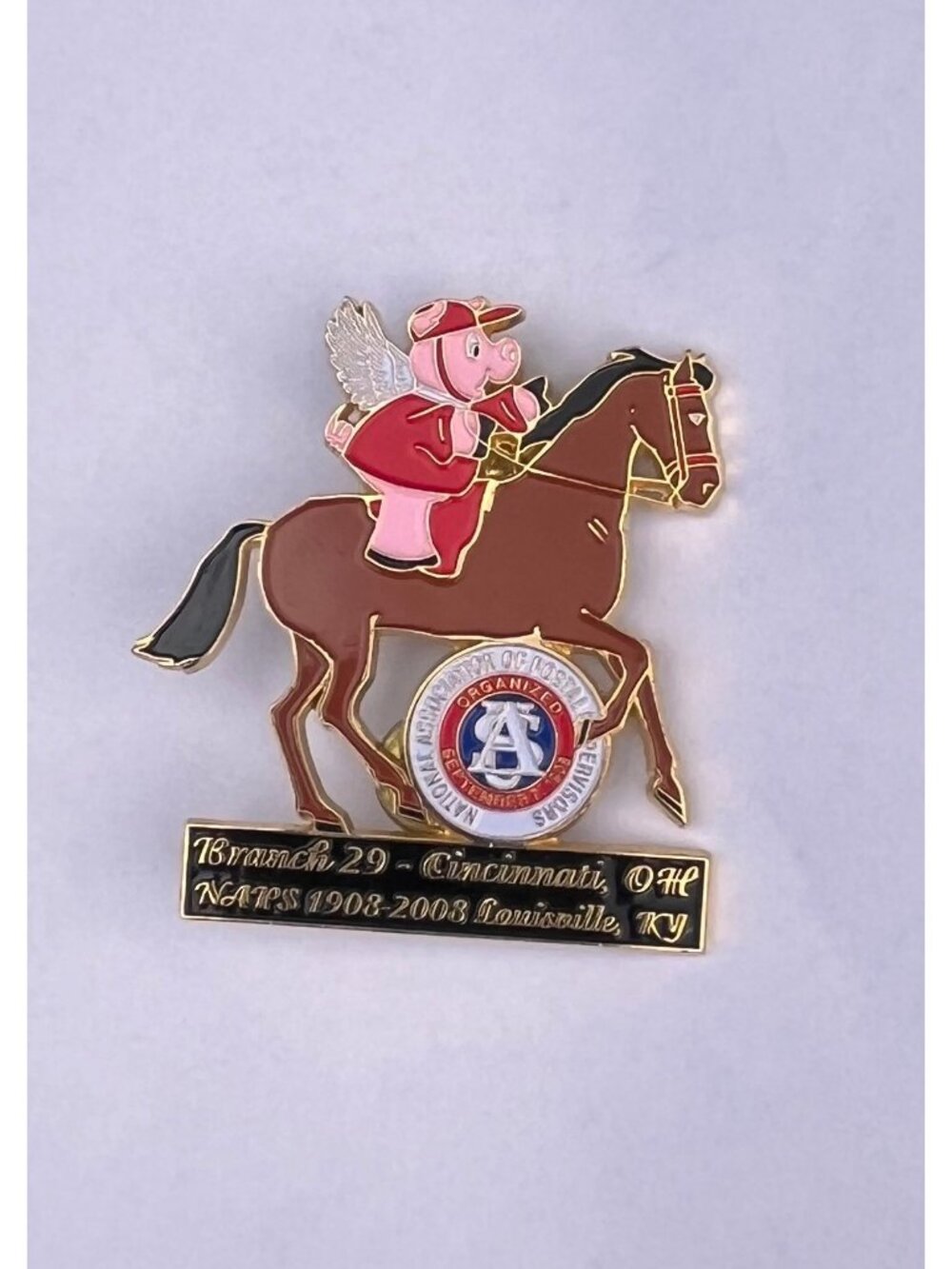 Vintage Branch 29 Cincinnati OH NAPS 1908-2008 Louisville KY Flying Pig Horse En